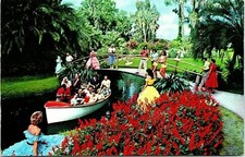 Colorful Flowers & Lovely Girls Cypress Gardens Florida Posted 1958 Postcard 160 picture
