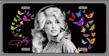 L@@K Classic Dolly Parton B&W Photo With  Butterflies Black License Plate picture