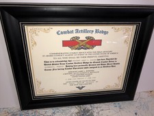 ARMY / COMBAT ARTILLERY BADGE CERTIFICATE (COMMEMORATIVE ISSUE) picture
