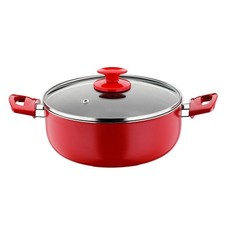 Papilla Redio Non-Stick Stockpot with Glass Lid, Red Cooking Pot with Cover picture