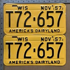 1957 Wisconsin license plate pair T 72 657 YOM DMV for your 57 CHEVY 12684 picture