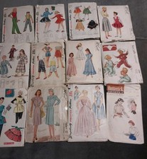 Lot Of 12 Vintage 1940s-1950s Sewing Patterns Various Sizes & Styles Kids/Adults picture