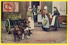 Superb 1910 CPA BELGES DAIRY TRADE DOGCART MILK COUPLING CHIEN CUSTOMERS picture