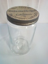 Gluey Vintage Paste Jar 32oz Clear Glass With Lid picture