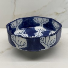 Ernest Hemingway Home & Museum Blue White Porcelain Leaf Flower Bowl picture