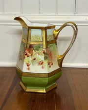 Antique Limoges D&C Pitcher White's Art Co Chicago Hand Painted signed picture