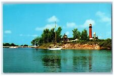 Jupiter Florida Postcard Lighthouse Famed Landmark Exterior 1960 Vintage Antique picture