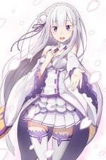 Purple Eyes White Dress Emilia Re Zero Kara Anime Poster 11x17in Wall Art Decor picture