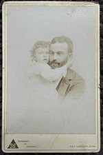 Antique 1890s Father & Child Cabinet Card Sainsbury Johnson Salt Lake City Utah picture
