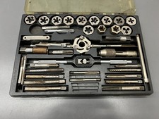 VINTAGE 38pc MACHINIST TAP & DIE SET W CASE - VARIOUS BRANDS - USA picture
