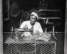 1935 NEW ORLEANS Black Street Tailor at Sewing Machine,  Vintage Photo Reprint picture