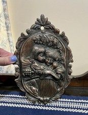 Vintage Bronze High Relief Plaque Child Embracing Child Some Patina Beautiful picture