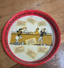 Vintage Anchor Hocking The Cocktail Hour Tin Recipe Bar Serving Tray MCM READ picture