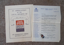 American Women's Voluntary Services, certificate, letter & pin picture