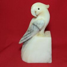 Vintage Alabaster Carved Marble Stone Parakeet Bird picture