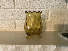 Amber Glass footed Depression Glass Vase Indented Oval Pattern picture