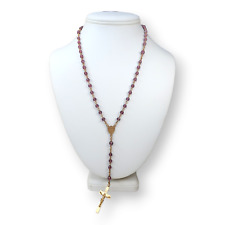 Beautiful Purple Faceted Bead and Copper Rosary Necklace picture