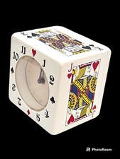 VINTAGE BULOVA WIND ALARM CLOCK PLAYING CARDS POKER CASINO JAPAN picture