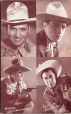 c1940's Arcade PostCard Cowboy Stars Gene Autry, Bill Desmond ,Jonny Mack Brown picture