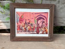 Vintage Indian Cultural Procession Framed Artwork Rustic Wall Decoration 15