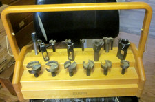 Vintage Lervad Handmade Wooden 2 tier Toolbox w/ 20 Forstner Multi Spur Bits. picture