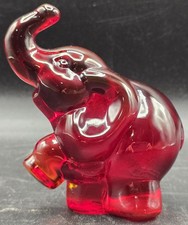 Vintage Fenton Hand Blown Glass Ruby Red Elephant Figurine Republican Party GOP picture