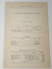 1909 RR document LEBANON VALLEY STREET RAILWAY trolley streetcar Lebanon PA  picture