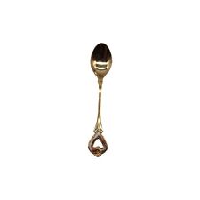 Vintage Japan Gold Plated Stainless Steel Floral Plastic Handle Teaspoon picture