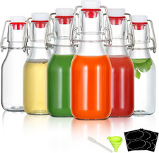6 Pack 4Oz Swing Top Glass Bottles,Small Flip Top Glass Bottles with Airtight Ca picture