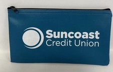 Suncoast Credit Union Zipper Pouch Bank Money Deposit Bag Vinyl Blue Promo picture