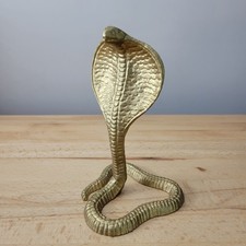 Vintage Brass Cobra Snake Figurine  7” Tall Serpant Hooded Large Decor picture