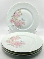 4 BERNARDAUD LIMOGES ANCIENNE MANUFACTURE ROYALE LUNCH PLATES, PINK FLORAL picture