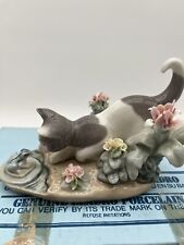 Lladro Spain #1442 Kitty  Porcelain Playful Cat and Frog 1983 with box picture