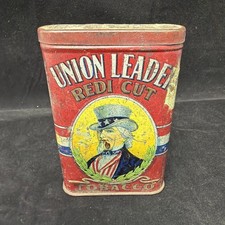 Vintage Union Leader Redi Cut Uncle Sam Pocket Tin Gold Background picture