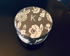 Anthropologie Lidded Trinket Jar Floral Design With “K” Initial picture