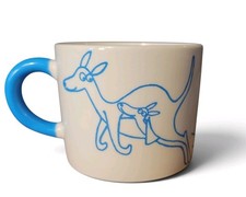 Vintage 90's Blue Kangaroo Coffee Mug Ceramic  Collectible AIWA Co Ltd Japan NOS picture