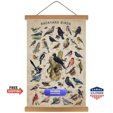 KAIRNE Vintage Backyard Birds Canvas Wall Art Set 35x56cm Hummingbird picture