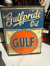 Gulf Vintage Gulf Pride Motor Oil 1 U.S. Gallon Metal Can Gulf Refining Co picture
