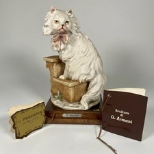 Giuseppe Armani Florence Persian Cat Figurine Pink Bow Italy 1983 COA Booklet picture