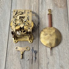 Hamburg American Clock HAC Movement w/Pendulum Gong Hands Key Base Tested Read picture