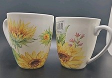 Mikasa SUNFLOWER Set Of 2 Mugs Fine Bone China Flowers Summer NWT picture