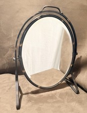 Antique Arts & Crafts Shaving Vanity Mirror Beveled Glass Tabletop Japanned picture