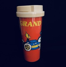 Vtg Peanuts Snoopy Woodstock Commuter Cup Grand Prix 1965 Insulated #2300B Red picture