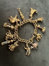 Vintage 1960s Walt Disney Jungle Book Complete 12 Charm Bracelet WDP Gold Tone picture
