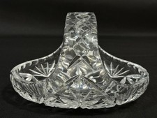 Vintage Crystal Basket with Criss Cross Star Pattern 6.25