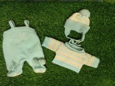 CABBAGE PATCH KIDS BEAN BOTTOM BABIES BLUE OURFIT AND HAT KNIT VINTAGE picture