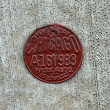 1931 Chicago Illinois Vehicle Tax Tag License Plate Auto Tag A 167983 picture