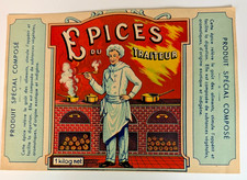 c.1930 French Epices du Traiteur Original Spice Label Art Deco 5.5 x 8 Frameable picture