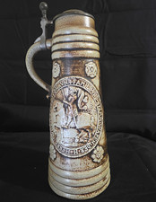 11 inches tall - GERZ W. Germany -Beer Stein Hinged Lid Relief Scenes Breweriana picture