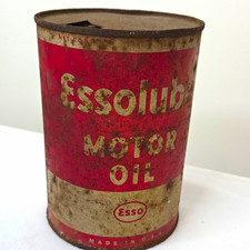 Esso Vintage Essolube Motor Oil Advertising Can Red/White Made in U.S.A. picture